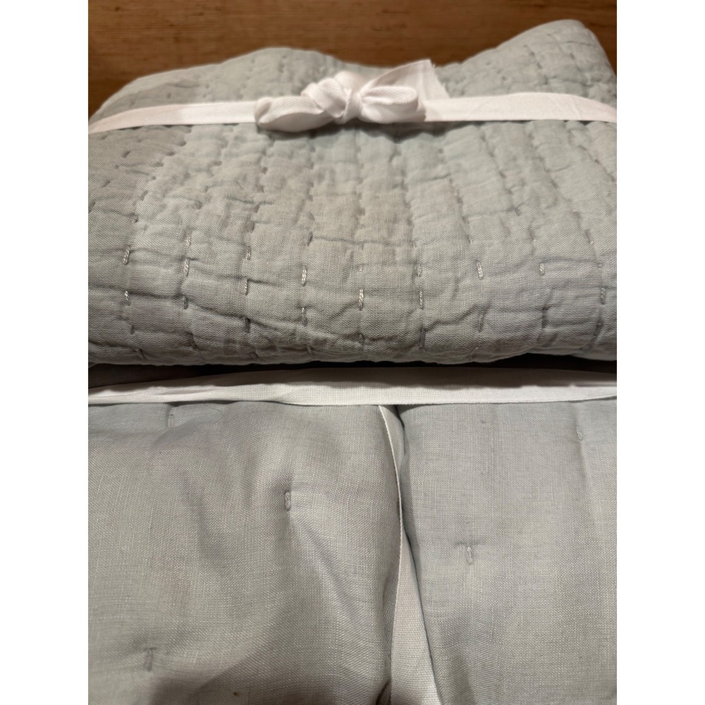 Quince European Linen Cotton Stitch Quilted Standard Sham Set 2 Color Mist - Picture 7 of 7